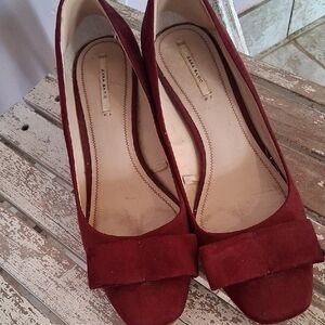 Zara Burgundy Suede Heels